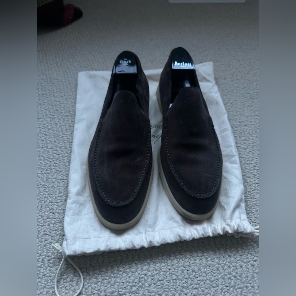 Loro Piana Men’s ‘Summer Walk’ Loafers in Dark Brown Suede – Size 45,